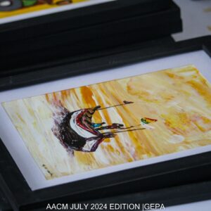 Ghanaian Sailboat in Golden Light - Framed Original Painting